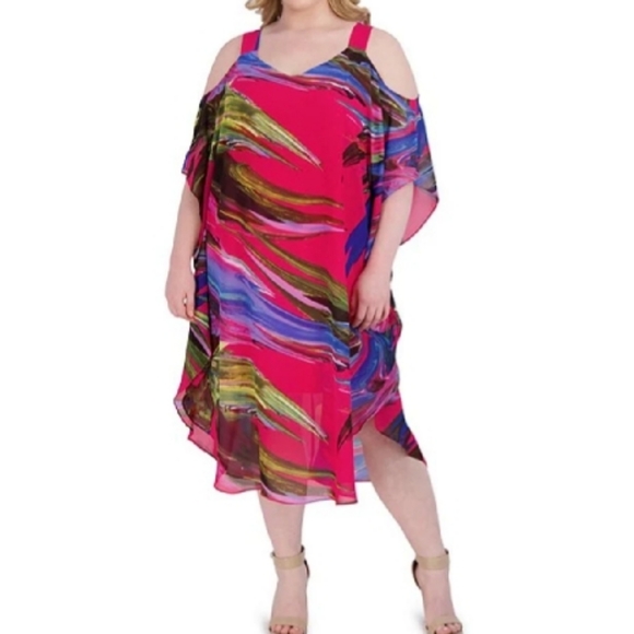 Multicolor cold shoulder Robbie Bee dress NWT plus size 22 - Picture 1 of 7